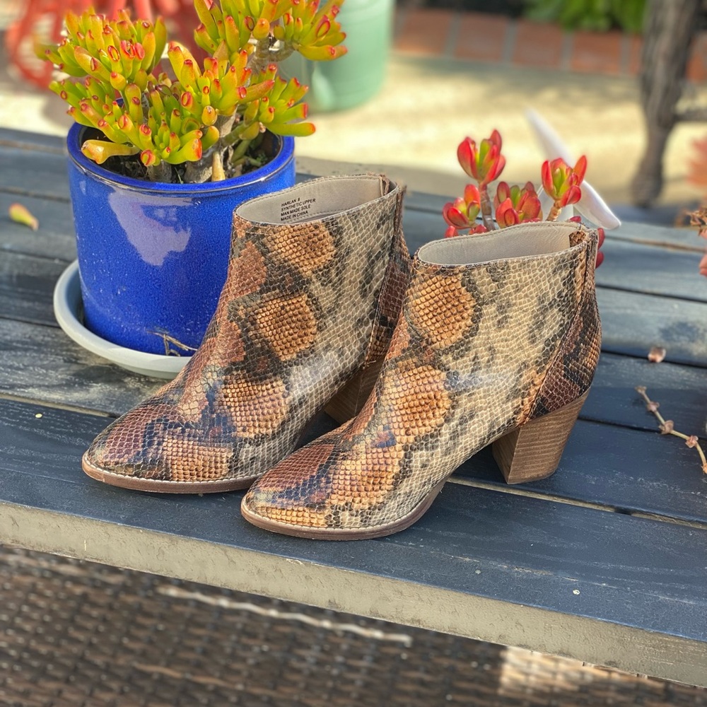 Worn ONCE! Snake skin booties